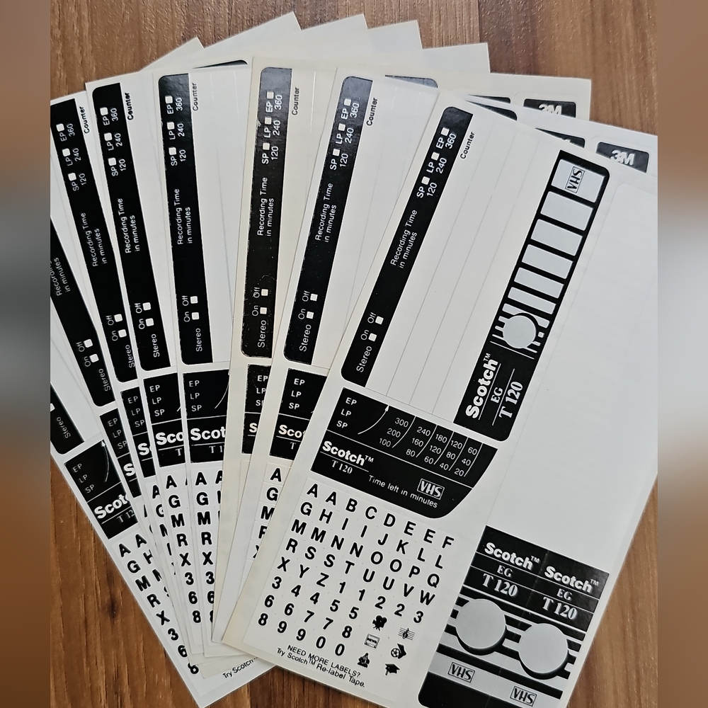 Scotch VHS Labels, Set Of 8